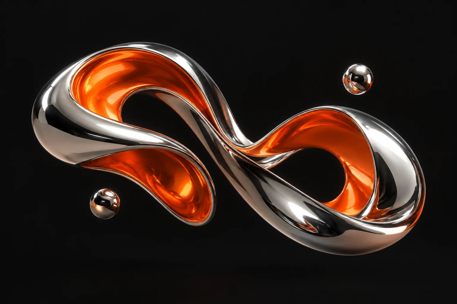 Identità creativa SNIDI DIGITAL: scultura cromata con riflessi arancioni e viola
